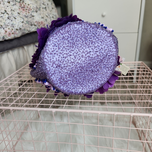 T.J.Maxx Purple Mini Bag with Floral Accents - Picture 3 of 4